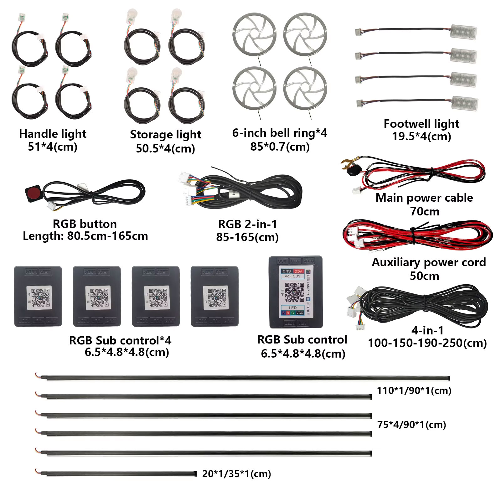 Led Ambient Interior Car Lights App Control - Para Luzes Ambiente, Aplicação Universal para