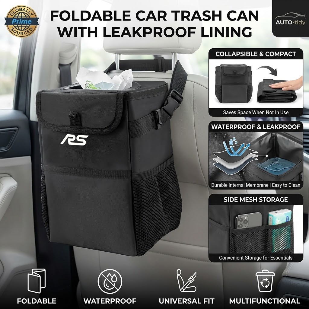 Lixeira dobrável e portátil, c - Waterproof Car Trash Can With Lid avaliação e preço